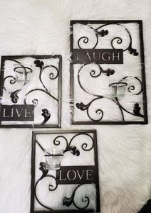 Live love laugh candle holder set.